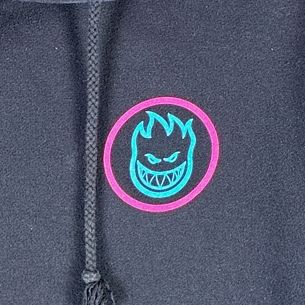 VTG Spitfire Skateboards The End Hoodie Mens M Pink Cyan Y2K Skate SoCal Surf - Picture 4 of 9